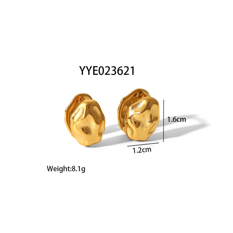 Ins New Hand-Polished Three-Dimensional Ear Clip Double-Sided Casting Stainless Steel Ear Buckle Ear Jewelry - Image 1